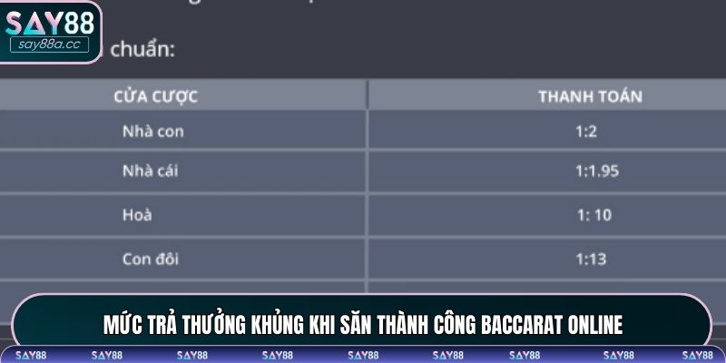 Mức trả thưởng khủng khi săn thành công baccarat online