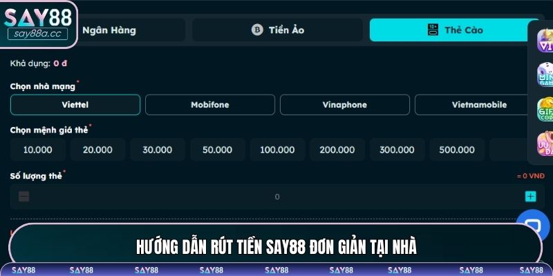 Hướng dẫn rút tiền SAY88 đơn giản tại nhà