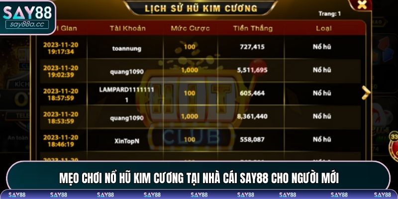 Mẹo chơi Nổ Hũ Kim Cương tại nhà cái SAY88 cho người mới