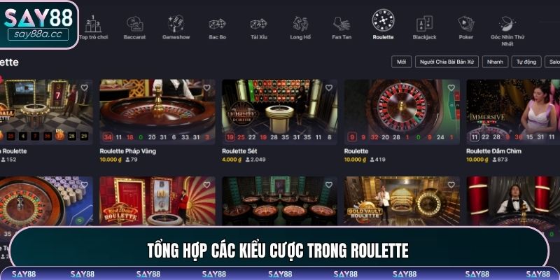 Tổng hợp các kiểu cược trong Roulette 