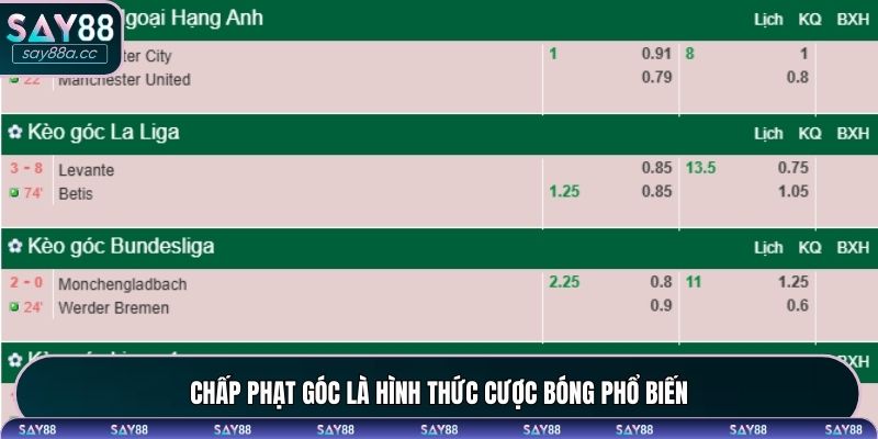 Chấp phạt góc là hình thức cược bóng phổ biến